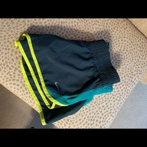 Nike dri fit shorts size small- turquoise and green